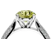 Solitaire Engagement Ring Setting for Fancy Yellow Round Cut Center with Multi-Row Accents and Prong Head in Platinum