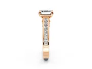 Solitaire Engagement Ring Setting for Asscher Cut Center with Channel Band and Double Claw Prong Head in Rose Gold
