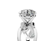Solitaire Engagement Ring Setting for Round Cut Center with Criss-Cross Accent Band and Prong Head in Platinum