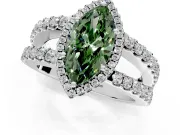 Halo Engagement Ring Setting for Fancy Green Marquise Center with Wide-Open Pave Split Shank and Prong Head in Platinum