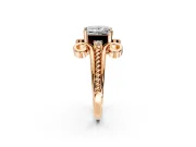 Solitaire Engagement Ring Setting for Princess Cut Center with Twisted Band and Scroll Prong Head in Rose Gold