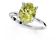 Minimalist Solitaire Engagement Ring Setting for Fancy Yellow Oval Center with Thin Band and Prong Head in Platinum