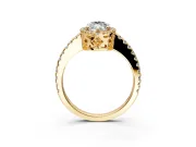 Accent Halo Engagement Ring Setting for Marquise Center with Full-Length Pave Band and Prong Head in Yellow Gold