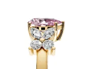 Floral Engagement Ring Setting for Fancy Pink Pear-Shaped Center with Marquise Cluster Shoulders and Prong Head in Yellow Gold