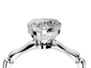 Solitaire Engagement Ring Setting for Heart-Shaped Center with Bamboo Band and Prong Head in Sterling Silver