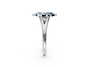 Solitaire Engagement Ring Setting for Fancy Blue Marquise Center with V Split Shank and Bezel Head in Platinum