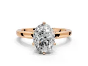 Solitaire Engagement Ring Setting for Oval Center with Plain Band and Tulip Prong Head in Rose Gold
