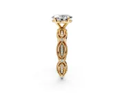 Solitaire Engagement Ring Setting for Oval Center with Marquise Panel Band and Prong Head in Yellow Gold