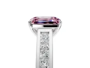 Solitaire Engagement Ring Setting for Fancy Pink Emerald Cut Center with Princess Cut Channel Band and Prong Head in Platinum
