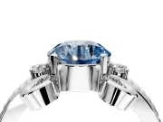 Solitaire Engagement Ring Setting for Fancy Blue Round Cut Center with Twisted Band and Scroll Prong Head in Platinum