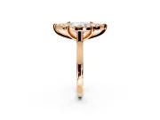 Single Halo Engagement Ring Setting for Marquise Center with Corner Claws, Plain Band and Prong Head in Rose Gold