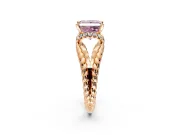 Halo Engagement Ring Setting for Fancy Pink Princess Cut Center with Rope Twist Split Shank and Prong Head in Rose Gold