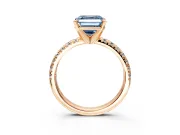 Solitaire Engagement Ring Setting for Fancy Blue Asscher Cut Center with Large Accents and Prong Head in Rose Gold