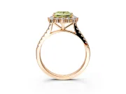 Halo Engagement Ring Setting for Fancy Yellow Princess Cut Center with Single-Row Pave, Open Basket and Prong Head in Rose Gold