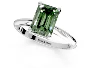 Solitaire Engagement Ring Setting for Fancy Green Emerald Cut Center with Knife Ridge Band and Claw Prong Head in Platinum
