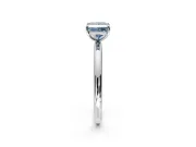 Low-Set Solitaire Engagement Ring Setting for Fancy Blue Princess Cut Center with Thin Plain Band and Prong Head in Platinum