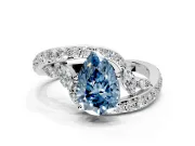 Solitaire Engagement Ring Setting for Fancy Blue Pear-Shaped Center with Pave Bypass Twist Band and Prong Head in Sterling Silver