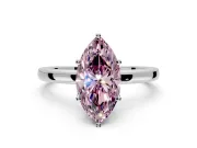 Solitaire Engagement Ring Setting for Fancy Pink Marquise Center with Plain Band and Tulip Prong Head in Sterling Silver