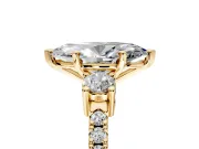 3 Stone Engagement Ring Setting for Marquise Center with Round Cut Side Accents and Prong Head in Yellow Gold