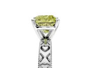 Solitaire Engagement Ring Setting for Fancy Yellow Cushion Cut Center with XO Engraved Band and Prong Head in Sterling Silver