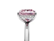 Solitaire Engagement Ring Setting for Fancy Pink Princess Cut Center with Plain Band, Open Basket and Prong Head in Sterling Silver
