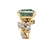Solitaire Engagement Ring Setting for Fancy Green Princess Cut Center with Marquise Accent Twist Band and Prong Head in Yellow Gold