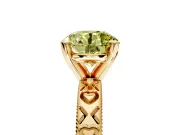 Solitaire Engagement Ring Setting for Fancy Yellow Round Cut Center with XO Engraved Band and Prong Head in Yellow Gold
