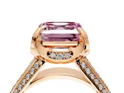Solitaire Engagement Ring Setting for Fancy Pink Asscher Cut Center with Accented Split Shank and Prong Head in Rose Gold