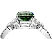 Solitaire Engagement Ring Setting for Fancy Green Radiant Cut Center with Marquise Flower Shoulders and Prong Head in Sterling Silver