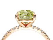 Solitaire Engagement Ring Setting for Fancy Yellow Cushion Cut Center with Fine Pave Narrow Band and Prong Head in Rose Gold