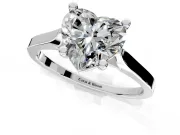 Solitaire Engagement Ring Setting for Heart-Shaped Center with Tapered Shoulders and Prong Head in Sterling Silver