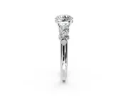 5 Stone Engagement Ring Setting for Round Cut Center with Graduated Accents and Prong Head in Platinum
