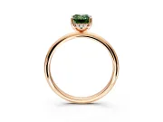 Hidden Halo Engagement Ring Setting for Fancy Green Emerald Cut Center with Thin Round-Wire Band and Prong Head in Rose Gold