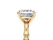 Solitaire Engagement Ring Setting for Princess Cut Center with Bamboo Band and Prong Head in Yellow Gold