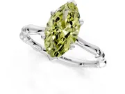 Solitaire Engagement Ring Setting for Fancy Yellow Marquise Center with Bamboo Band and Prong Head in Platinum