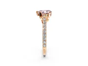 Solitaire Engagement Ring Setting for Fancy Pink Pear-Shaped Center with Widening Pave Band and Claw Prong Head in Rose Gold