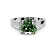 Solitaire Engagement Ring Setting for Fancy Green Heart-Shaped Center with Tapered Split Shoulders and Prong Head in Platinum