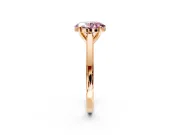 Solitaire Engagement Ring Setting for Fancy Pink Oval Center with Flat-Sided Plain Band and Prong Head in Rose Gold