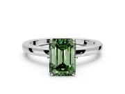 Solitaire Engagement Ring Setting for Fancy Green Emerald Cut Center with Plain Band and Tulip Prong Head in White Gold