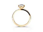 Solitaire Engagement Ring Setting for Marquise Center with Pave Band and Claw Prong Head in Yellow Gold