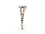 Solitaire Engagement Ring Setting for Fancy Blue Pear-Shaped Center with Pave Split Shank and Prong Head in Rose Gold