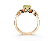 Leaf Engagement Ring Setting for Fancy Yellow Cushion Cut Center with Milgrain Accent Band and Prong Head in Rose Gold