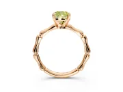 Solitaire Engagement Ring Setting for Fancy Yellow Cushion Cut Center with Bamboo Band and Prong Head in Rose Gold