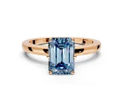 Solitaire Engagement Ring Setting for Fancy Blue Emerald Cut Center with Plain Band and Tulip Prong Head in Rose Gold