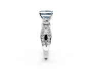 3 Stone Engagement Ring Setting for Fancy Blue Princess Cut Center with Pave Twist Band and Prong Head in Sterling Silver