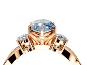 3 Stone Engagement Ring Setting for Fancy Blue Marquise Center with Pave Twist Band and Prong Head in Rose Gold
