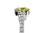 Solitaire Engagement Ring Setting for Fancy Yellow Oval Center with Widening Pave Band and Claw Prong Head in Platinum