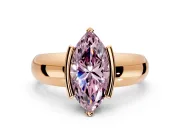 Tension Engagement Ring Setting for Fancy Pink Marquise Center with Wide Flat Band and Tension Head in Rose Gold