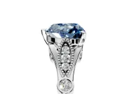 Solitaire Engagement Ring Setting for Fancy Blue Heart-Shaped Center with Marquise and Bezel Accents and Prong Head in White Gold