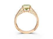 Split Shank Engagement Ring Setting for Fancy Yellow Asscher Cut Center with Pave Split Shank and Prong Head in Rose Gold